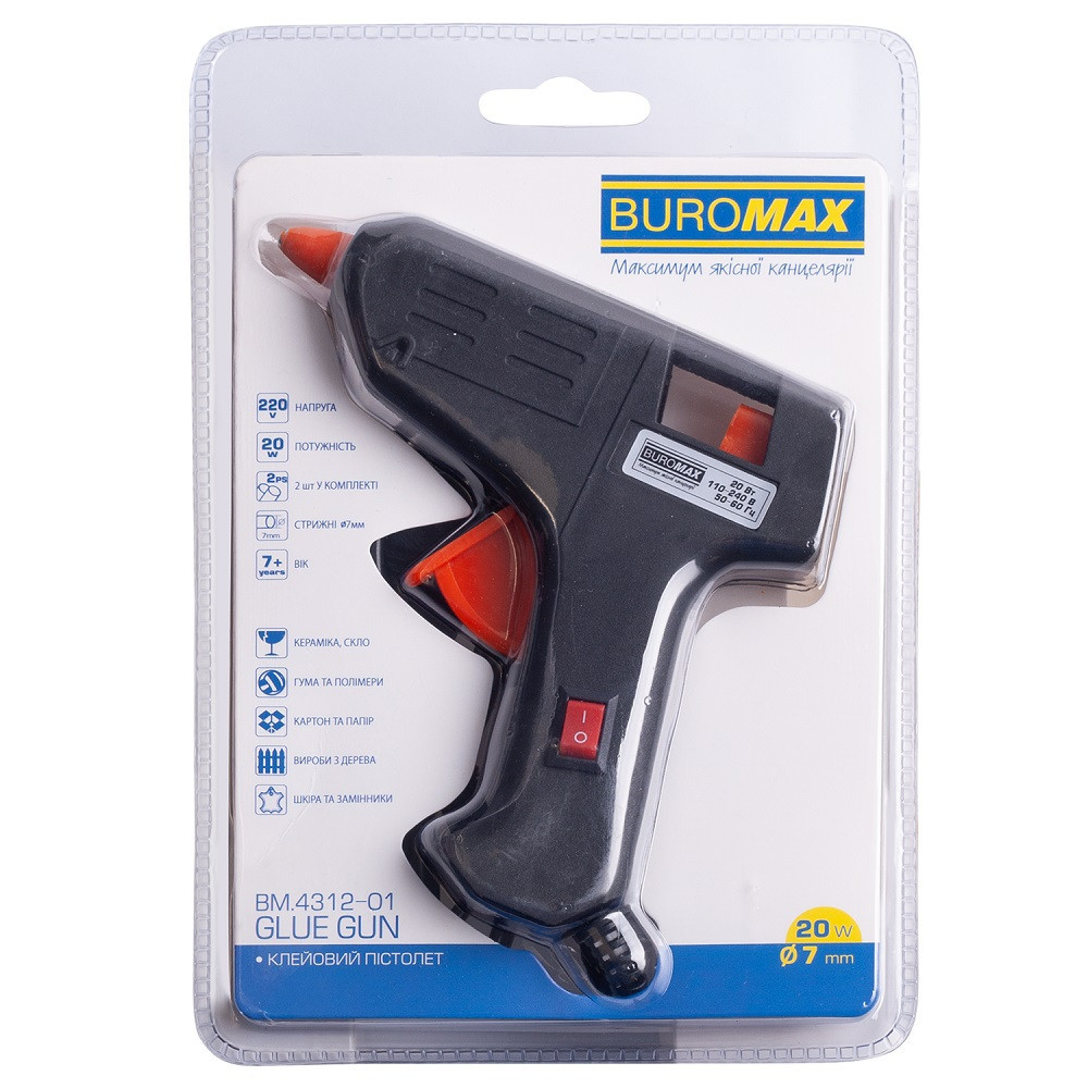 Клейовий пістолет BUROMAX BM.4313-01 (60W) для нанесення клею, стрижень 11мм (6517)